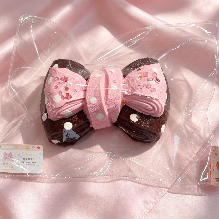 Pink Brown Bow Food-Grade Squishy Toy