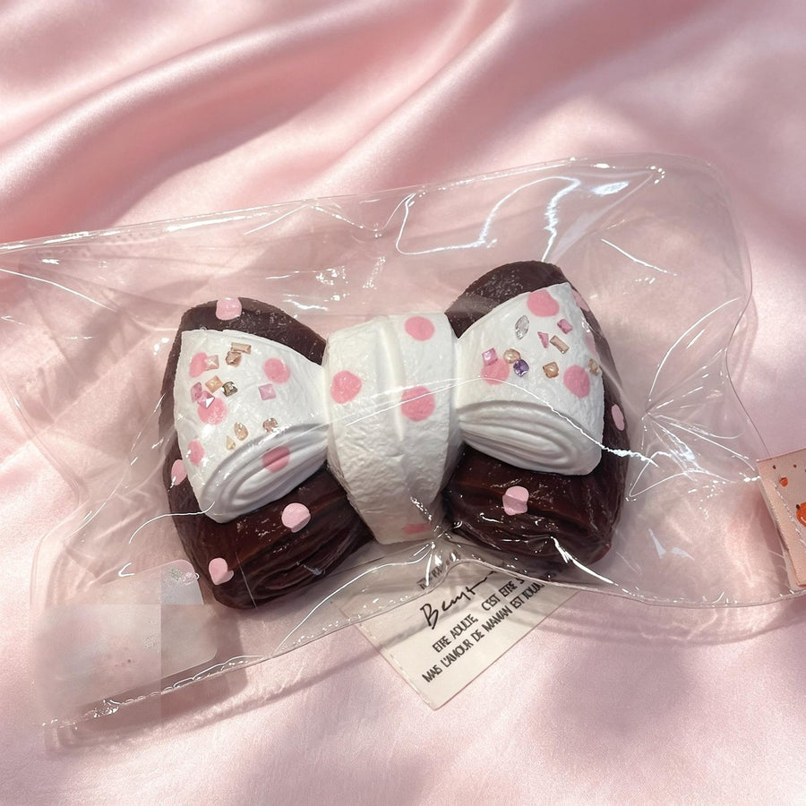 White Brown Bow Food-Grade Squishy Toy