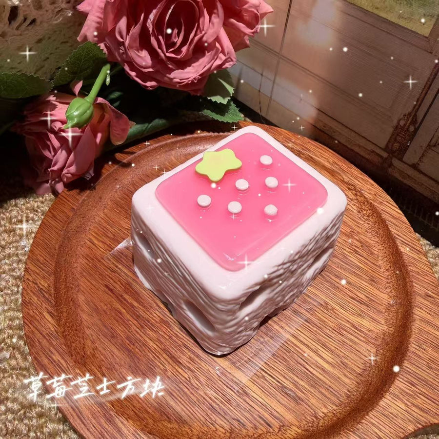 Strawberry Cheese Cube Food-Grade Squishy Toy