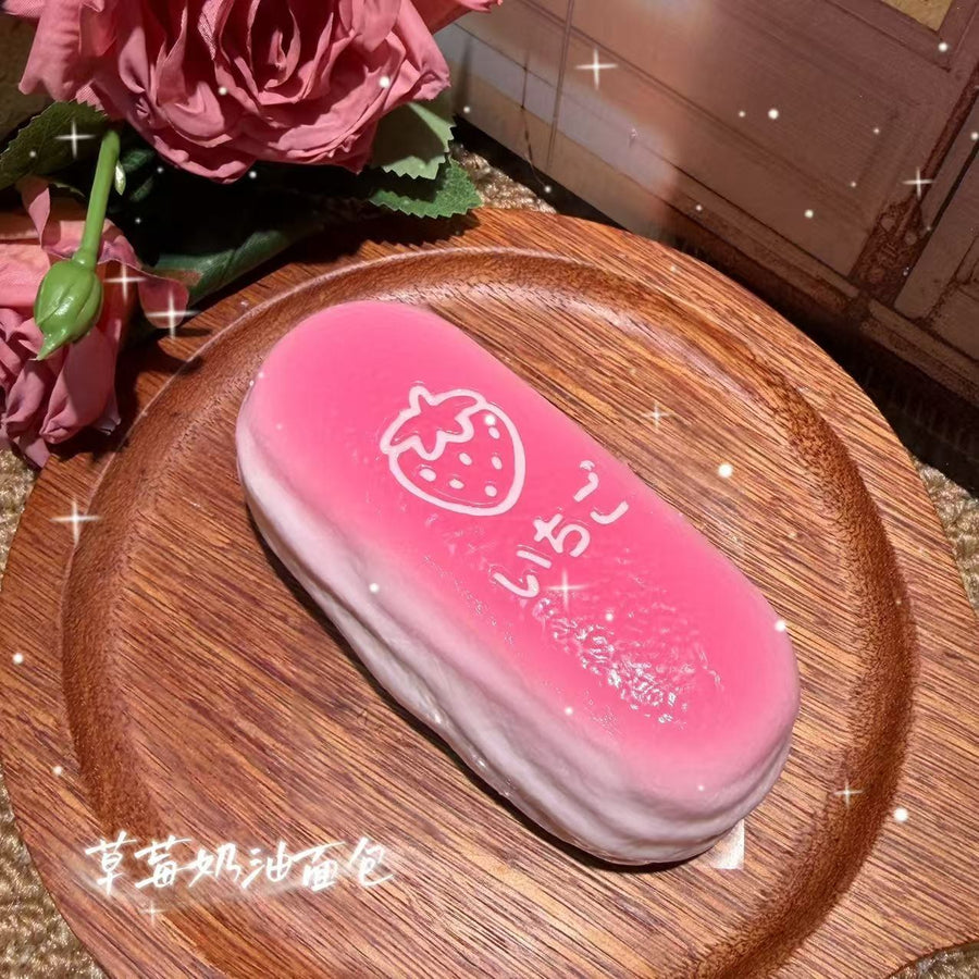 Strawberry Cheesecake Bar Food-Grade Squishy Toy
