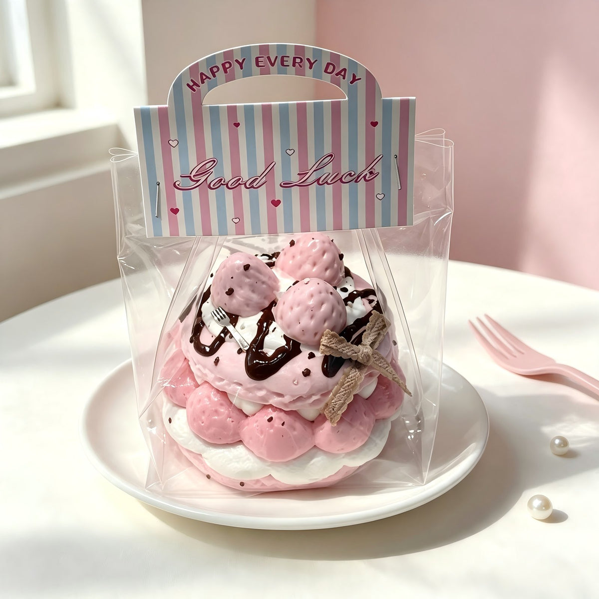 Strawberry Cream Puff Food-Grade Squishy Toy