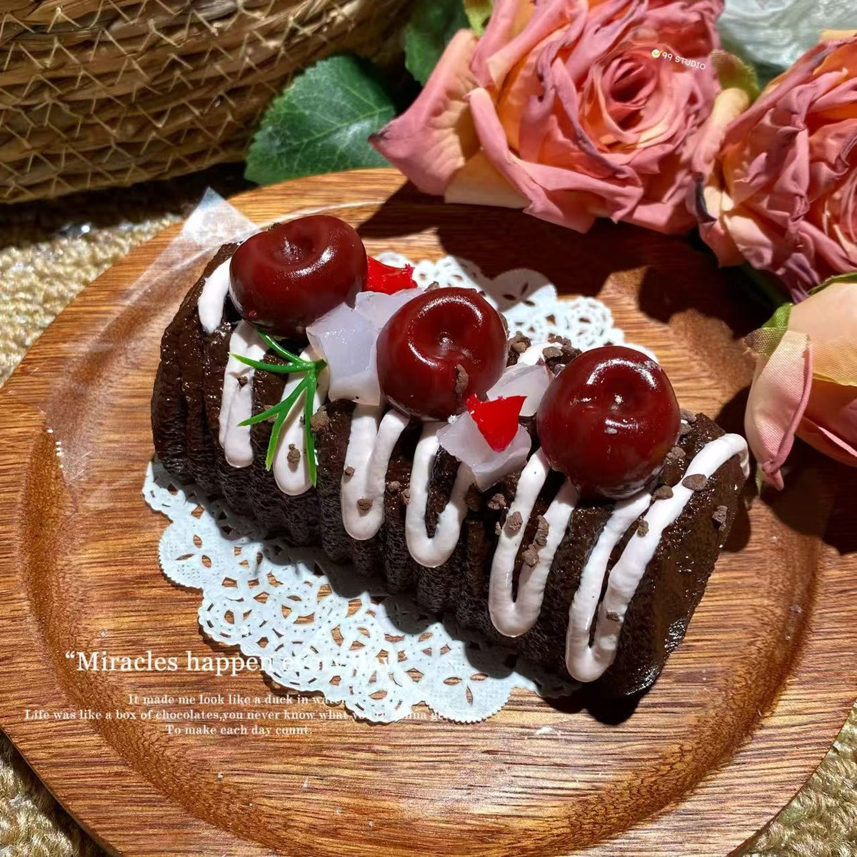 Cherry Chocolate Cake Food-Grade Squishy Toy