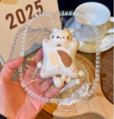 Resting Calico Cat Food-Grade Squishy Toy