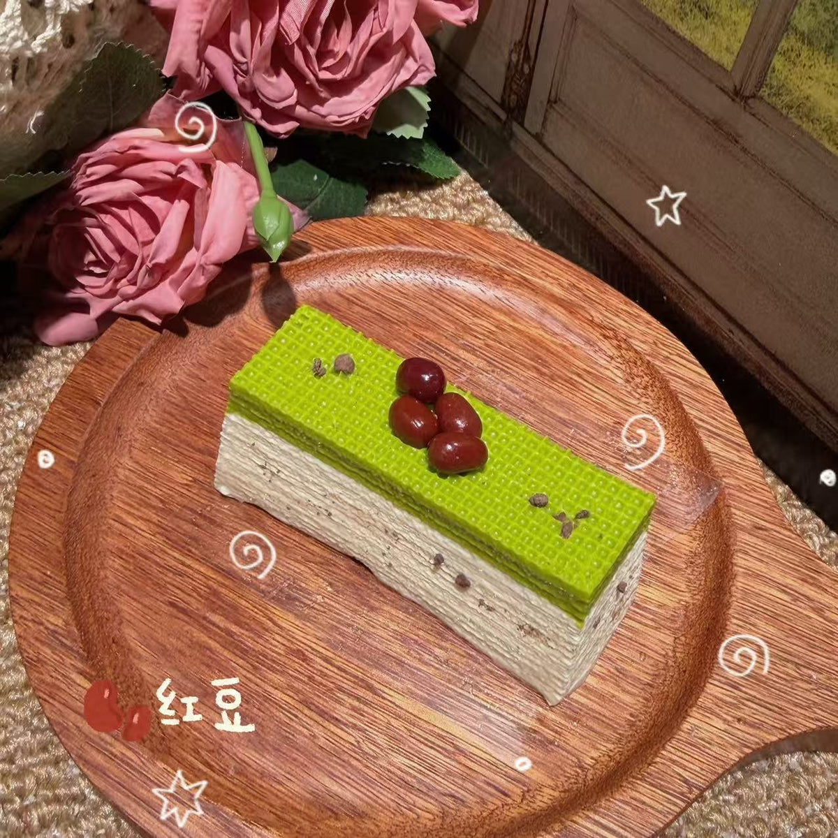 Matcha Wafer Cookie Food-Grade Squishy Toy