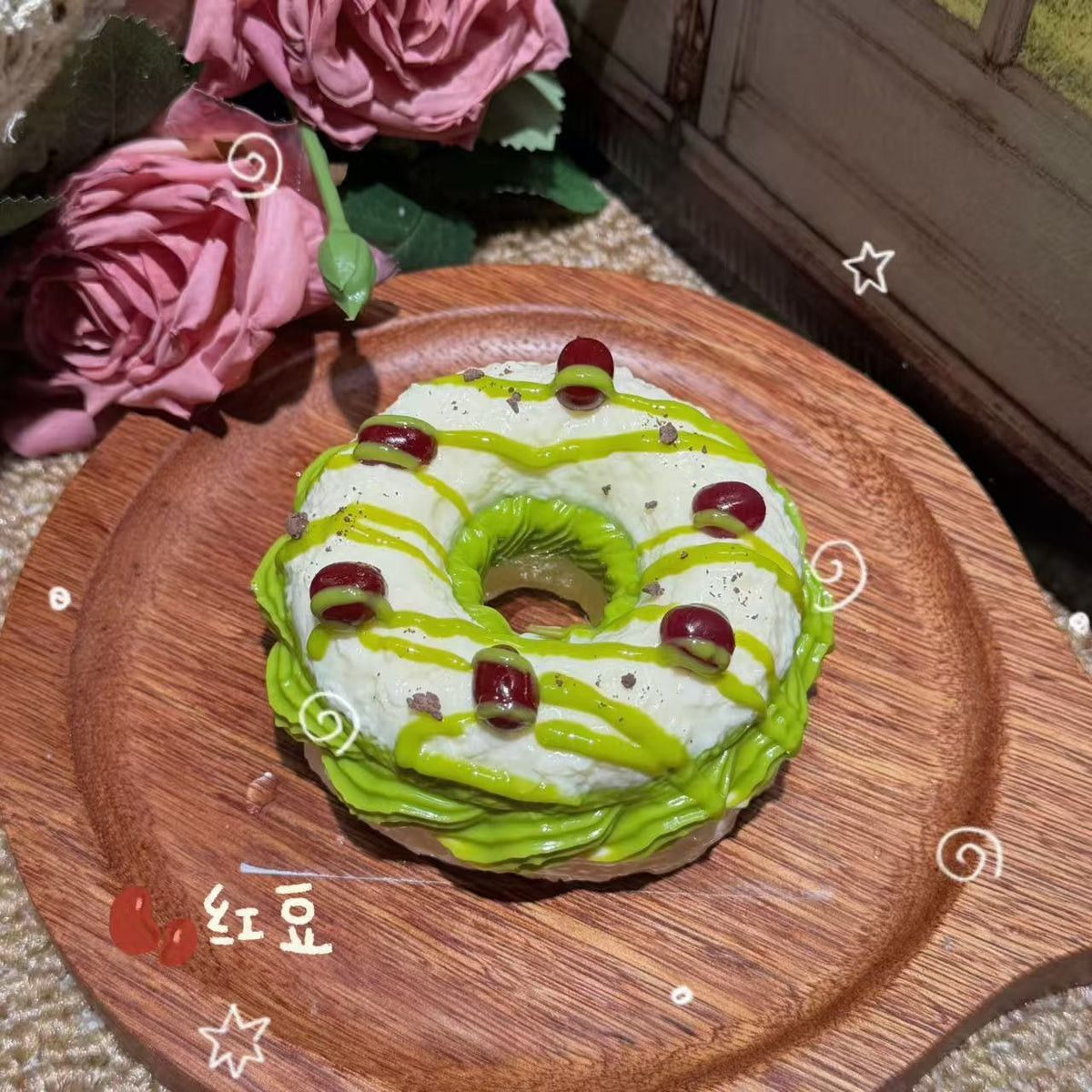 Matcha Donut Food-Grade Squishy Toy