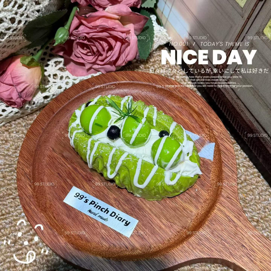 Matcha Cream Bread Food-Grade Squishy Toy