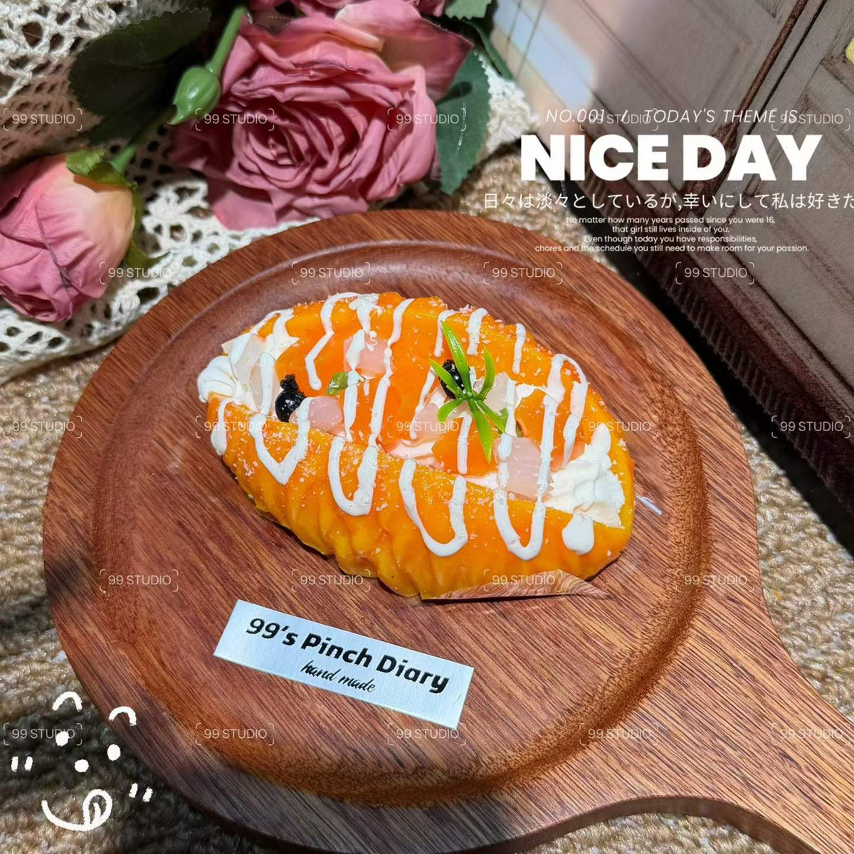 Mango Cream Bread Food-Grade Squishy Toy
