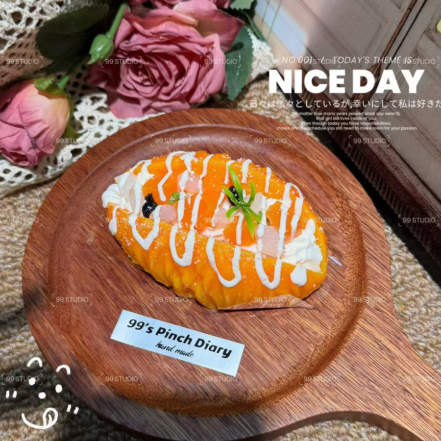 Mango Cream Bread Food-Grade Squishy Toy