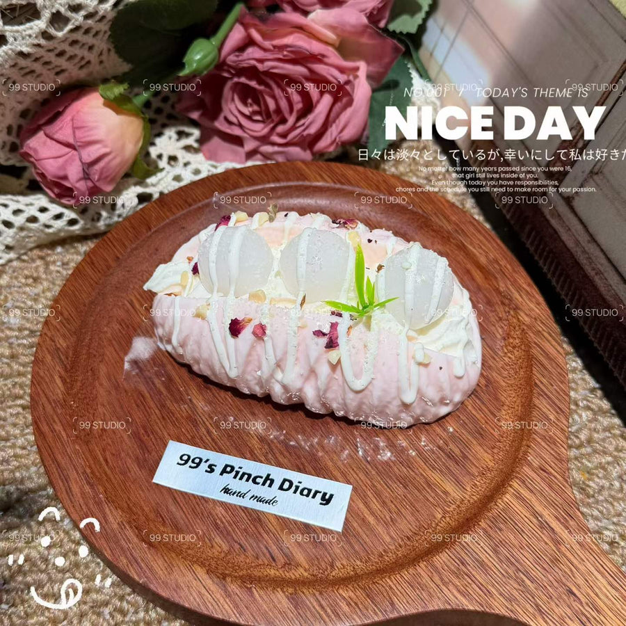 Lychee Cream Bread Food-Grade Squishy Toy