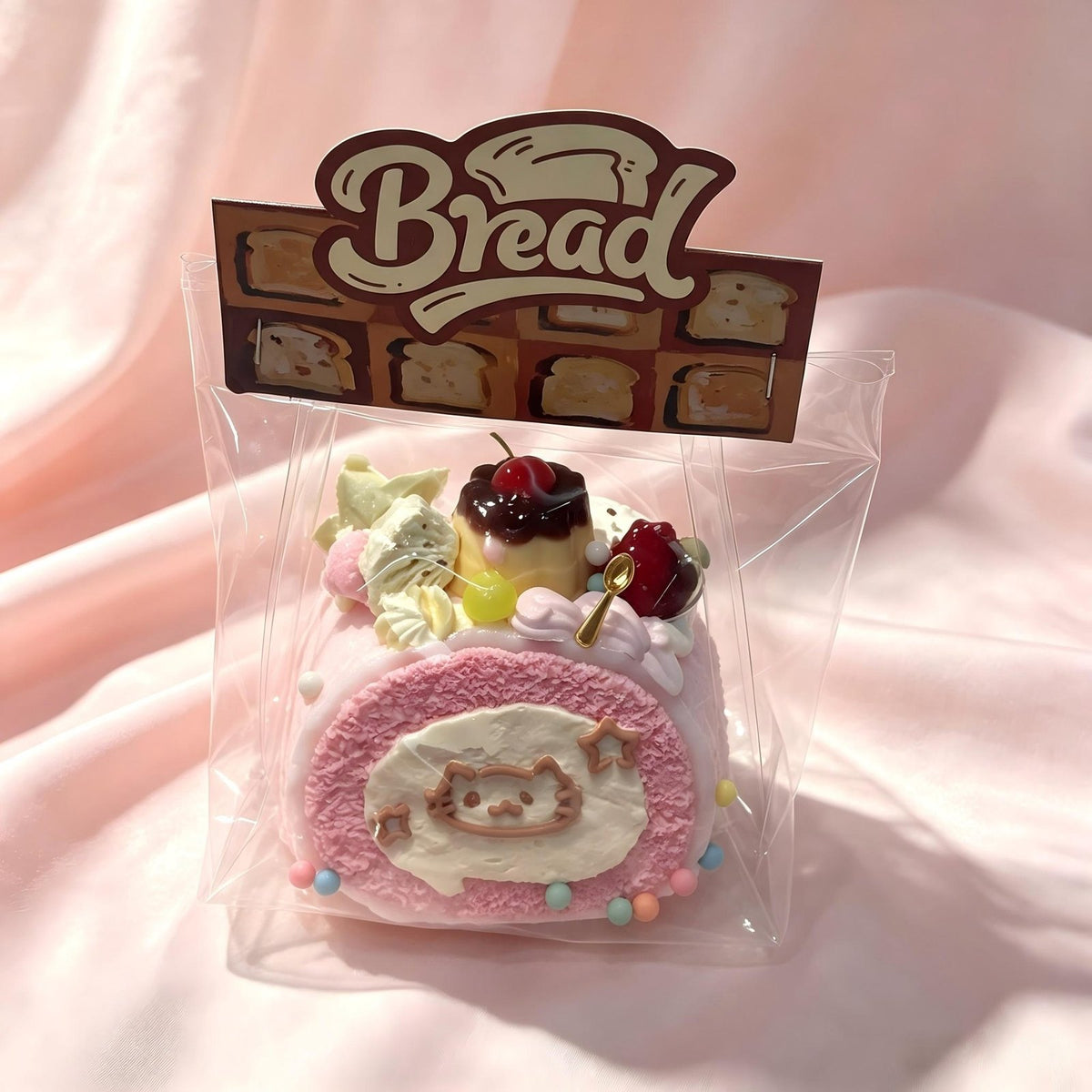 Strawberry Swiss Roll Food-Grade Squishy Toy