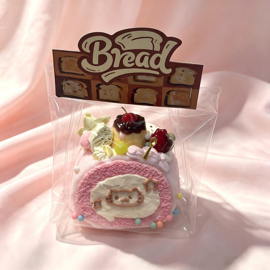 Strawberry Swiss Roll Food-Grade Squishy Toy
